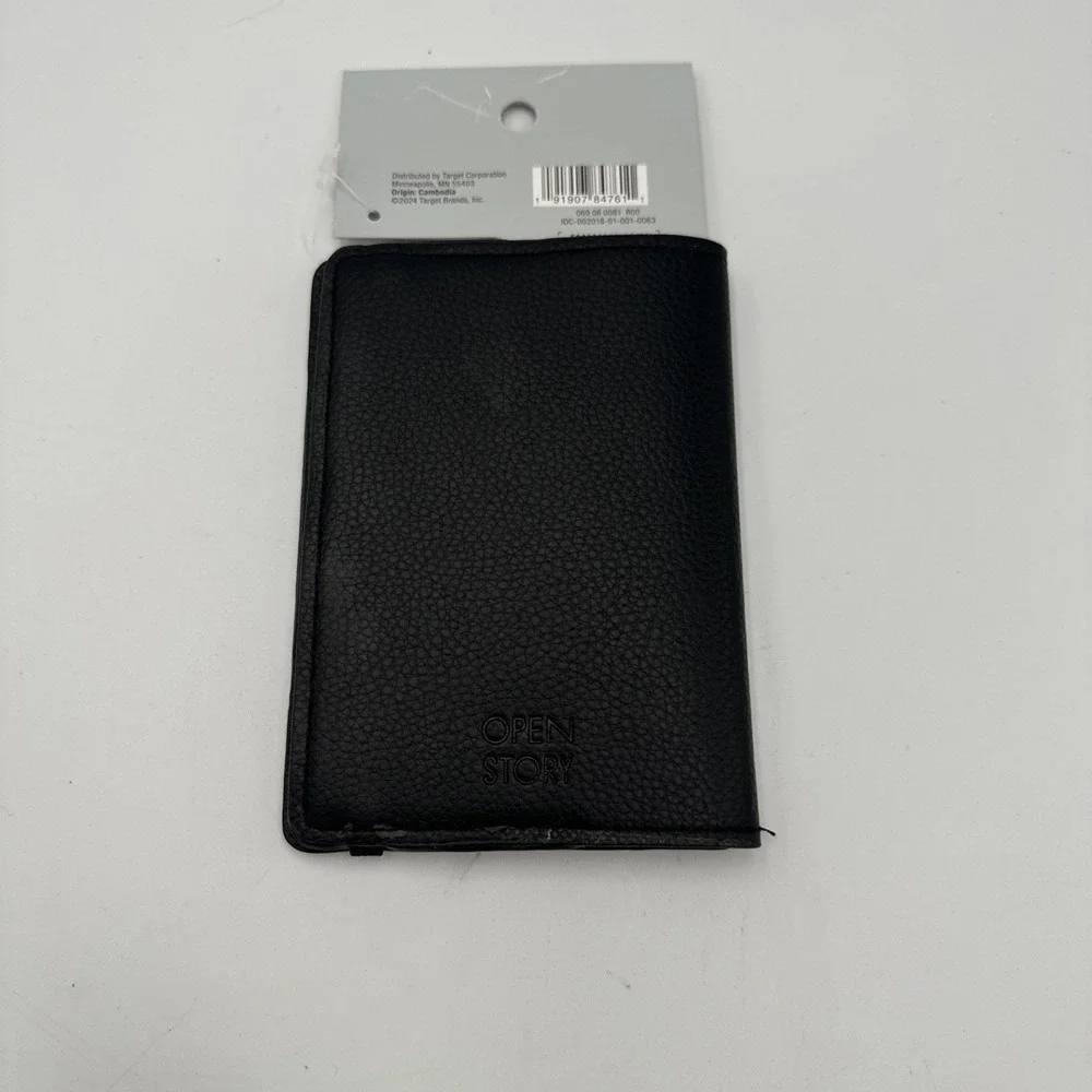 Open Story Passport Cover RFID Protection Black Faux Leather Air Travel Security